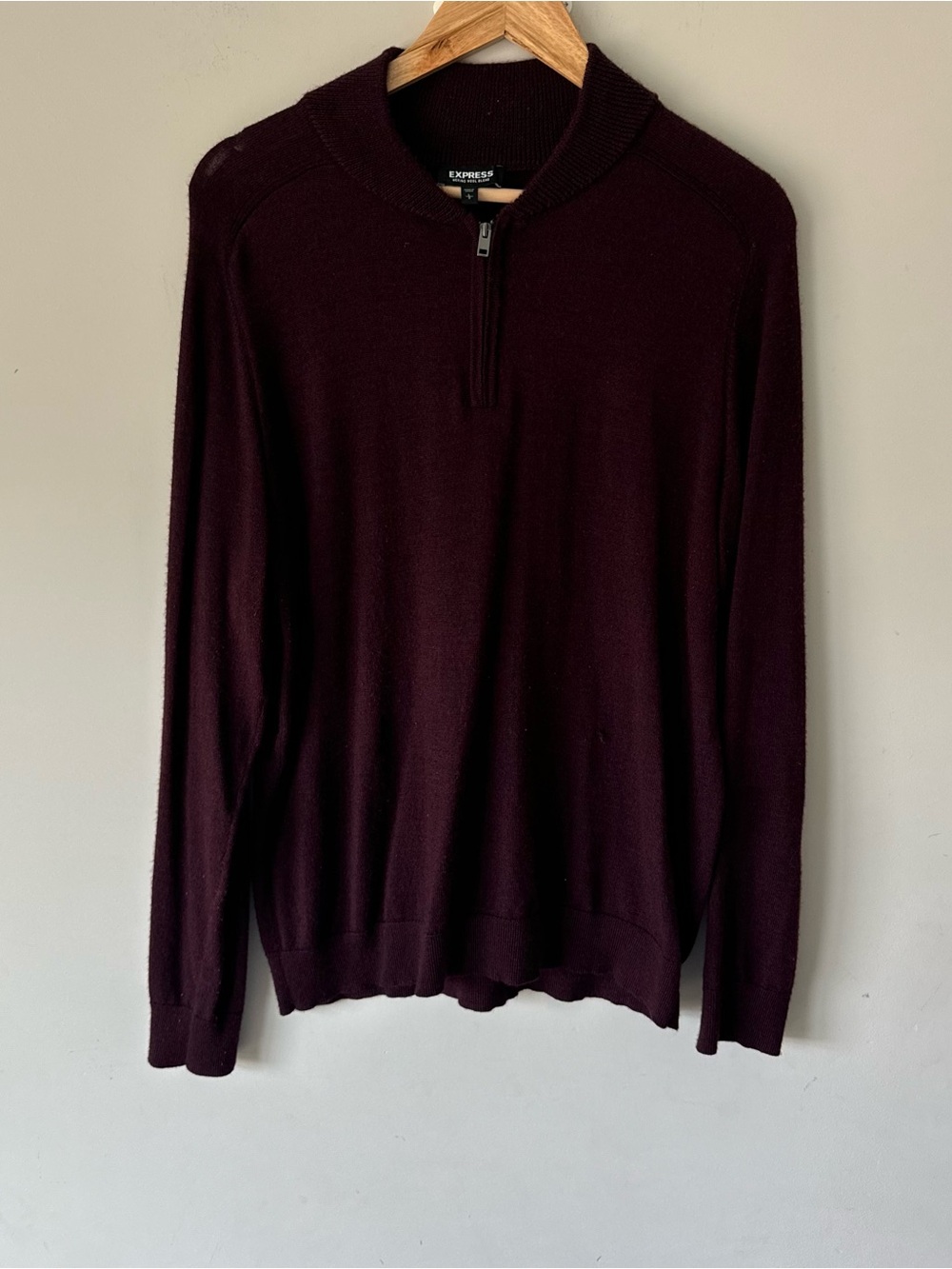 Express Men's Zip Mock Neck Sweater - Burgundy